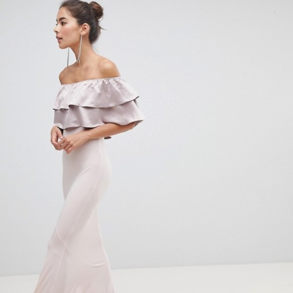 Silver Bloom Bandeau Frill Maxi Dress - Picture 2 of 3